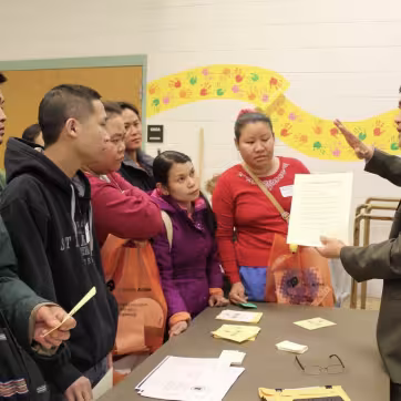 American immigrants learning how to achieve citizenship.
