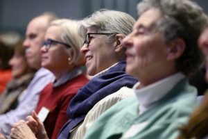 close up of audience members